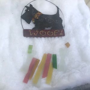 Scottie wind chime -hammered metal/stained glass